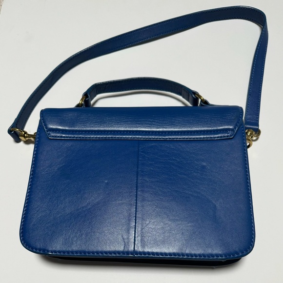 J. CREW Edie Leather Handbag in Casablanca Blue and Brass Hardware - Picture 3 of 5